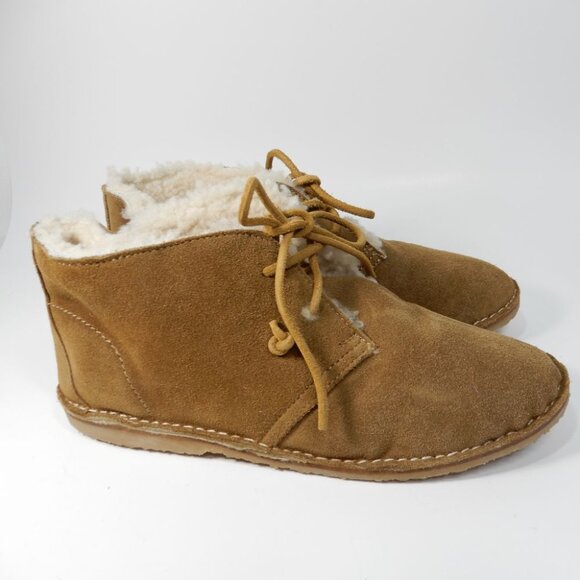 Beek Penguin Genuine Shearling Lace up Chukka Booties Size 8 Tan Suede NEW - Picture 5 of 10